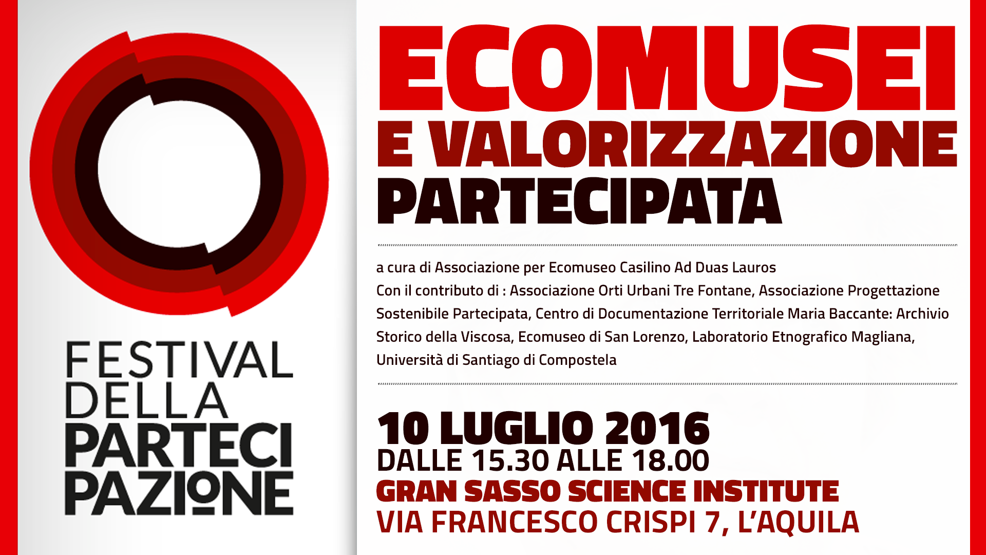 L’Ecomuseo al Festival della Partecipazione dell’Aquila