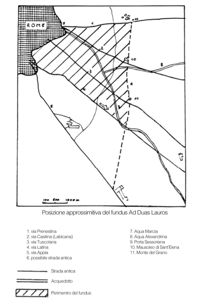 Mappa approssimativa del fudus ad Duas Lauros